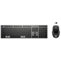 HP 725 Multi-Device Rechargeable Wireless Keyboard and Mouse Combo, Swiss Layout, Black / Grey (9T5B0UT#UUZ)