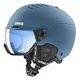 UVEX Wanted Visor Skihelm, L (58 - 61 cm), Stone Blue Matt + Mirror Blue