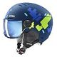 UVEX Rocket Jr. Visor Skihelm, S (51 - 55 cm), Blue Puzzle Matt + Mirror Blue