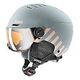 UVEX Rocket Jr. Visor Skihelm, S (51 - 55 cm), Rhino/Blush Matt + Mirror Silver