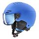 UVEX Rocket Jr. Visor Skihelm, M (54 - 58 cm), Blue Matt + Mirror Blue