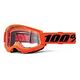 100% Strata 2 Goggle, Neon Orange + Clear